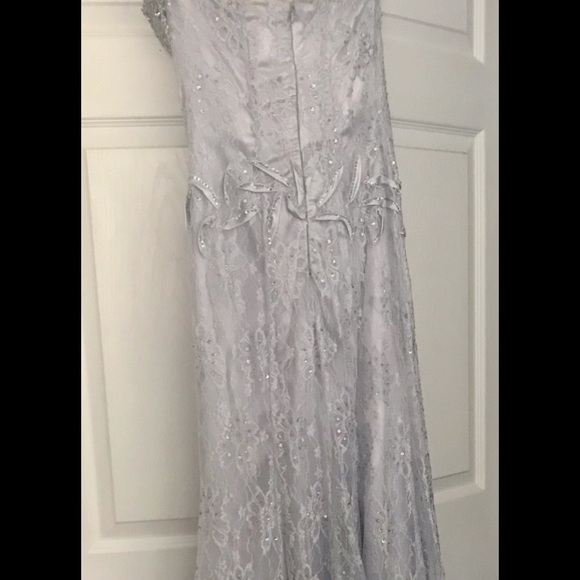 Silver Prom Dress w/ crystal detailing size 0-2 - Picture 3 of 8